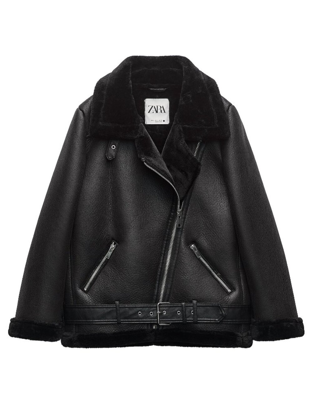 Zara double-faced faux leather biker jacket - Picture 2 of 5